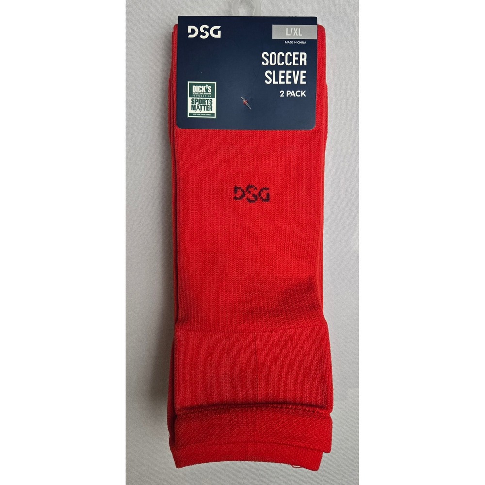 DSG Soccer Sleeves 2 Pack Red Unisex L/XL Performance Shin Guard Covers